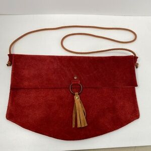 Maslinda Designs Red Leather Suede Purse Satchel